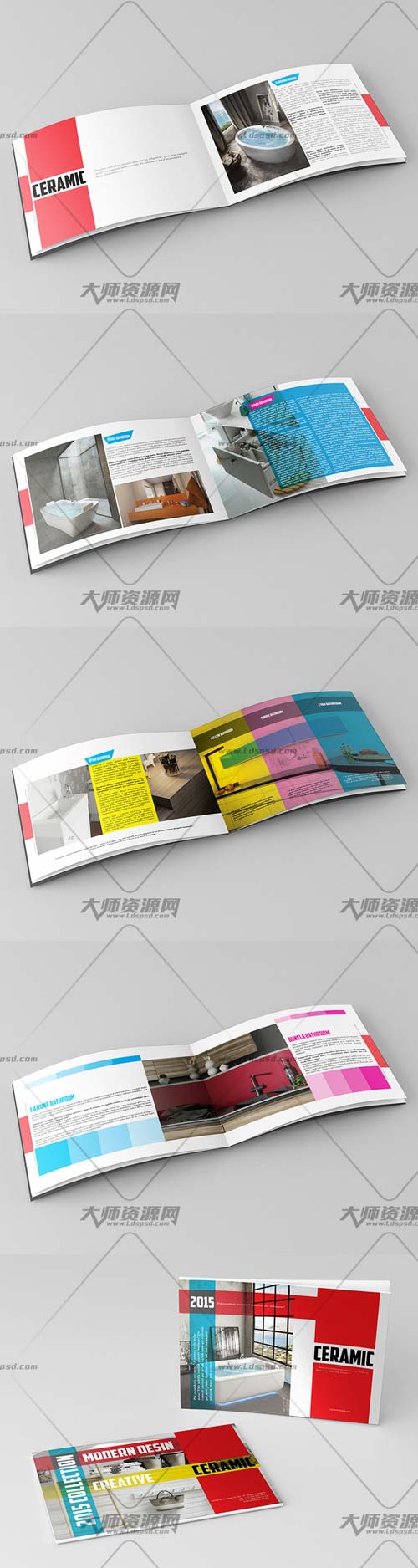 Ceramic Catalog Template,indesign模板‐卫浴产品手册(横版)